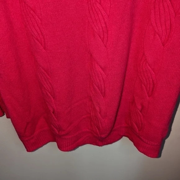 VINTAGE Pink Cable Knit Lambswool & Angora Crewneck Long Sweater Size Large - Picture 8 of 14